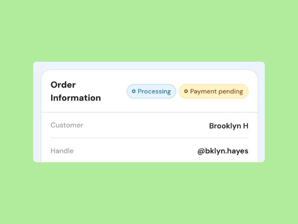 Pastachio order information and status view